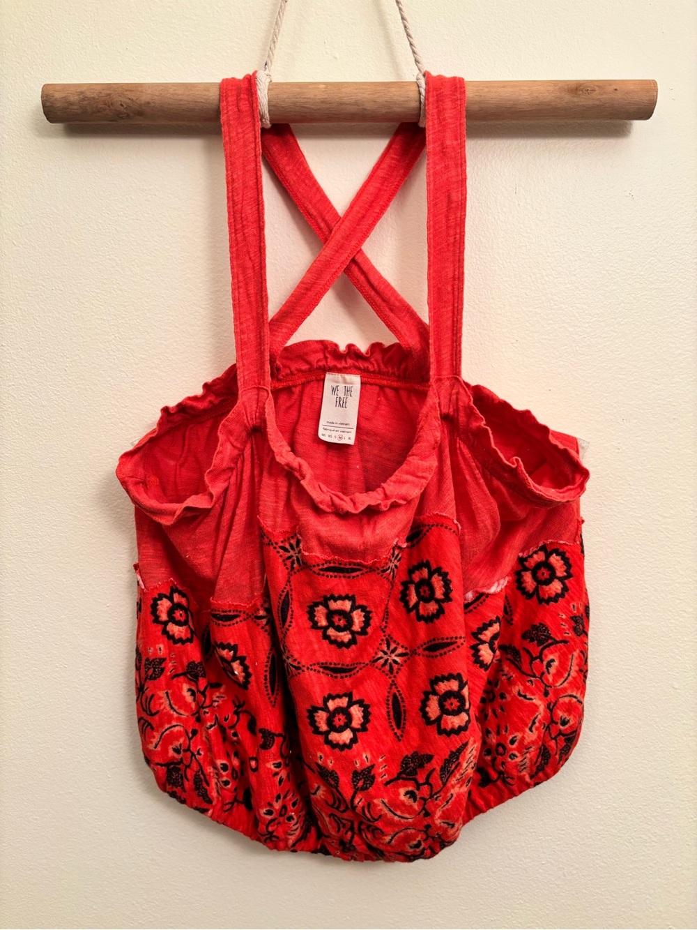 We The Free Orange Floral Cropped Tank Top